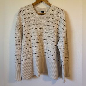 NWT GAP 24/7 Split-Hem Crochet Sweater